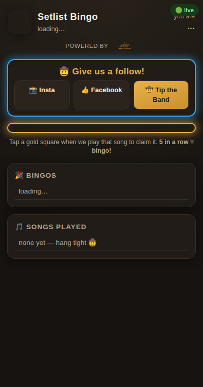 Slocat Bingo — live event bingo on a phone